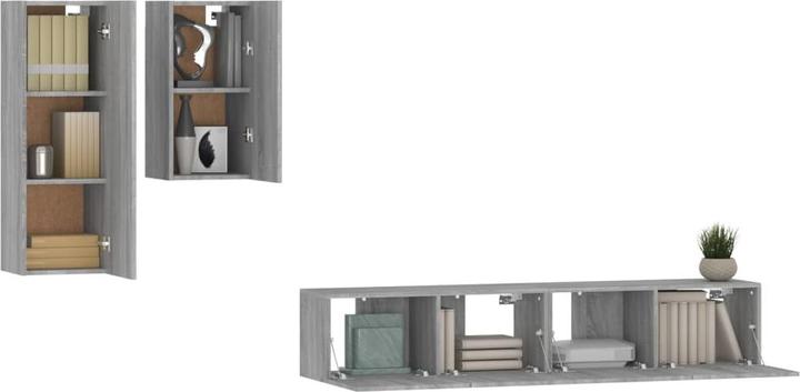Immagine prodotto VidaXL 4-tlg. TV-Schrank-Set Grau Sonoma Holzwerkstoff,Farbe: Grau (30 x 30 x 110 cm)