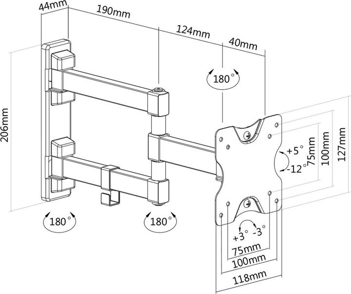 Actual product image Deltaco Wall bracket for TV/monitors (Wall, 27", 20 kg)