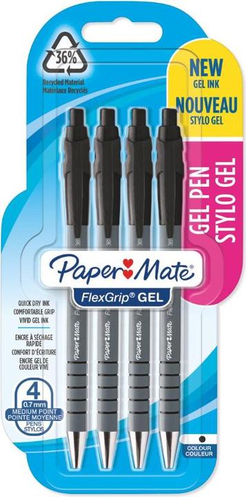 Produktbild Paper Mate Gelschreiber FlexGrip Gel 4er M (Schwarz, Grau, 4 x)