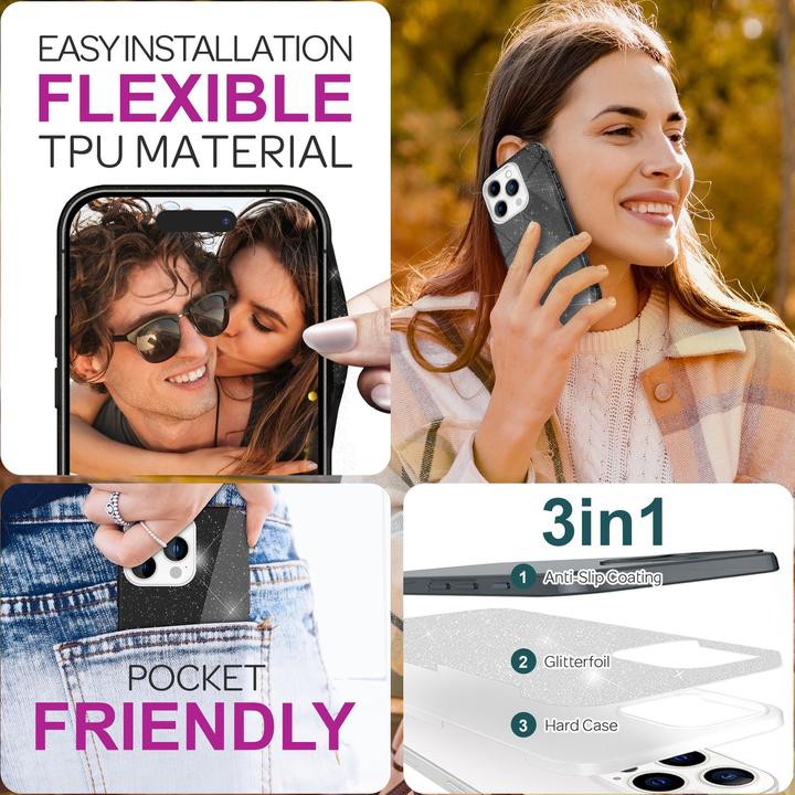 Produktbild Nalia Glitzer Hybrid Hülle (Apple iPhone 16 Pro)