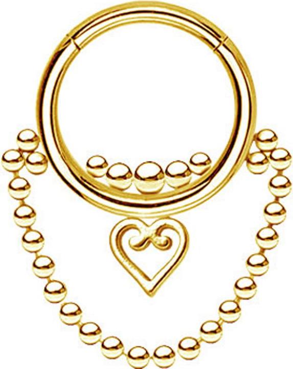 Star Piercing Micro Segmentring klappbar vergoldet Kugeln und Herz Anhänger Kette (ohne Messing, Chirurgenstahl 316L)