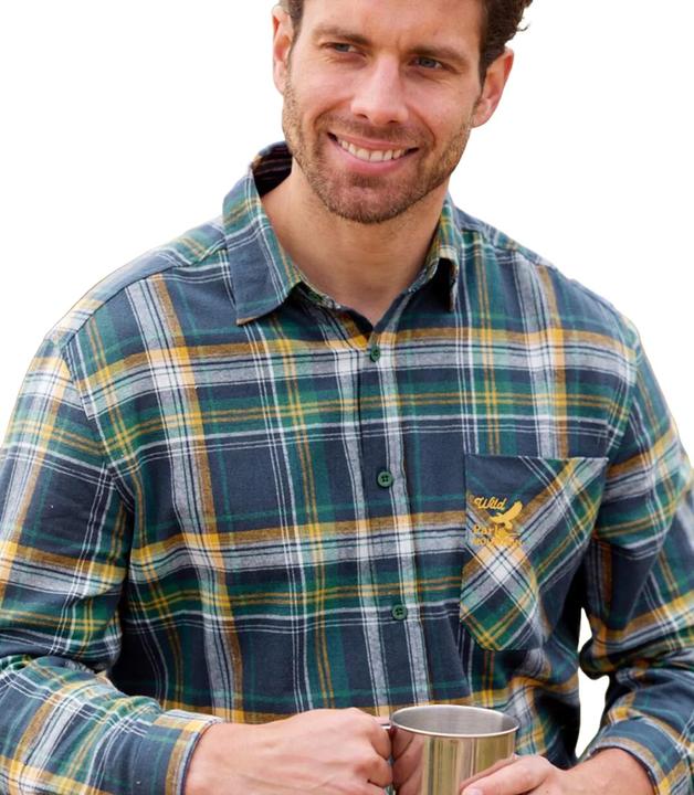 Actual product image Atlas For Men Mens Checked Flannel Embroidered Detail Shirt (5XL)