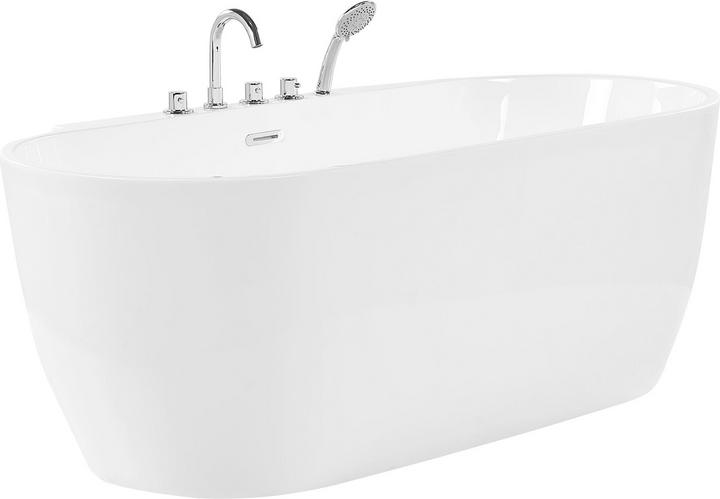 Actual product image Beliani Bathtub freestanding white with tap oval 170 x 80 cm ROTSO (286 l, 80 cm, 170 cm)