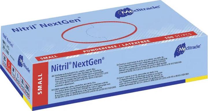 Actual product image Meditrade Nitrile disposable gloves NextGen®, blue, PU 10 dispenser boxes à 100 pcs, size S (S)