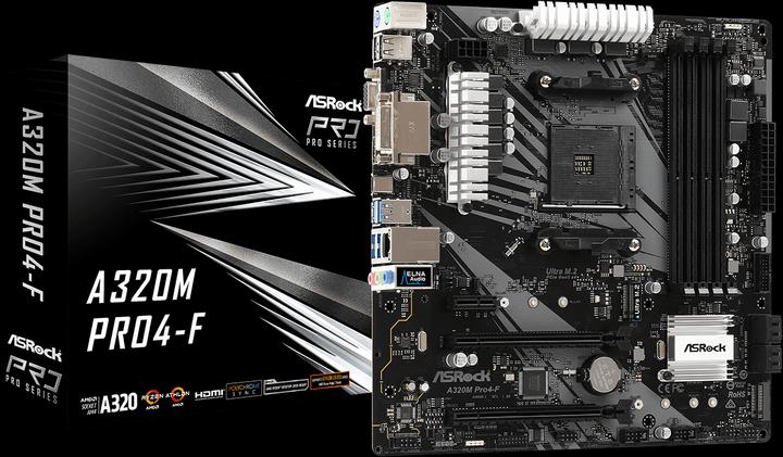 Produktbild AsRock A320M Pro4-F (AM4, AMD A320, mATX)