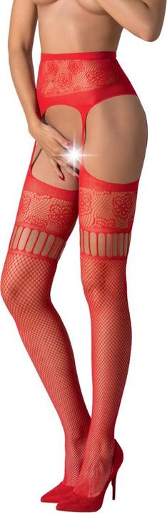 Passion S030 Medias Con Liguero Rojo Talla Unica (One Size, Einzelpack)