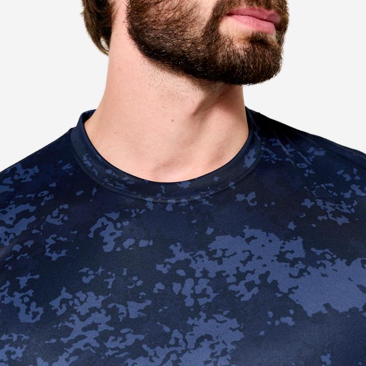Produktbild Domyos Men's Short-Sleeved Crew Neck Breathable Fitness T-Shirt - Navy Blue (XL)