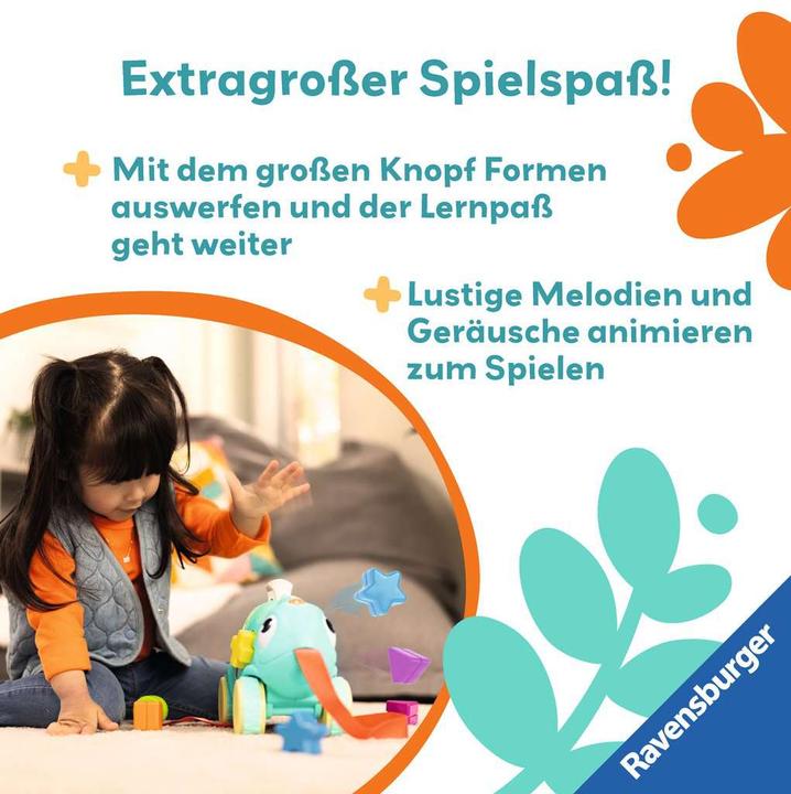 Produktbild Ravensburger 4875 play+ Musikalisches Formen und Farben Chamäleon, Farben- und Formensortierer, mit (Deutsch)