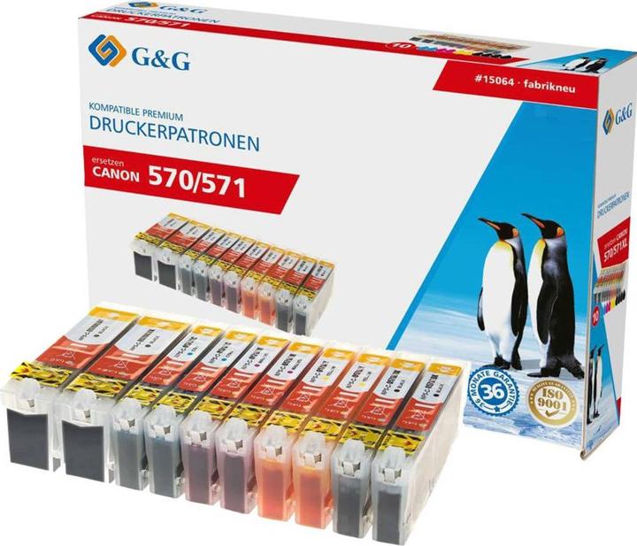 Immagine prodotto Inchiostro sostitutivo di Canon PGI-570 XL, CLI-571 XL compatibile in confezione da 10 pezzi Nero