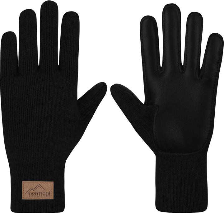Normani Herren Merino Strick-Fingerhandschuhe mit Schafleder "Leanyer" - 9635