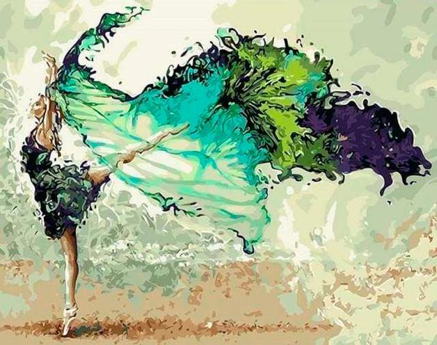 Immagine prodotto Figured'Art Pittura con numeri "Ballerina moderna" 40 x 50 cm, su telaio a barella