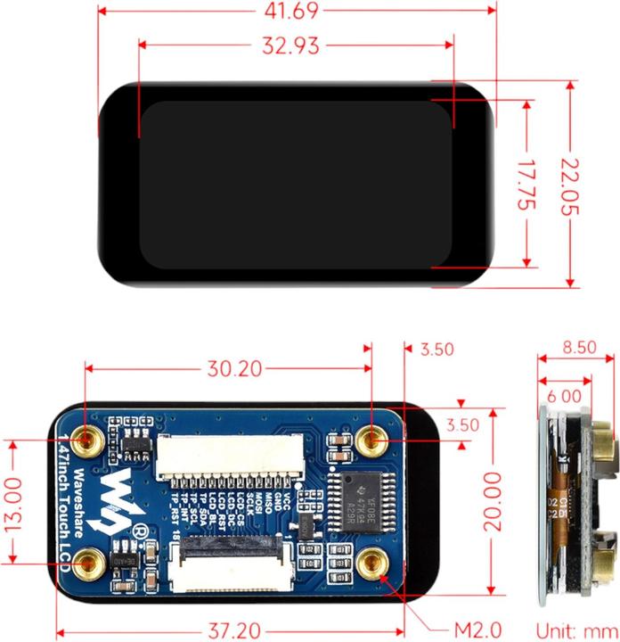 Produktbild WaveShare 1.47inch Touch LCD Display 172x320