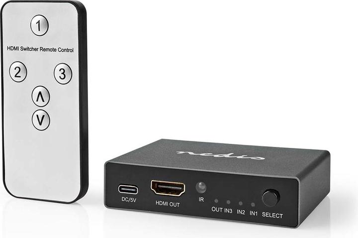Actual product image Nedis HDMI ™ switch | 3-port port(s) | 3x HDMI™ input | HDMI™ output | 8K@60Hz | 45 Gbps | remote