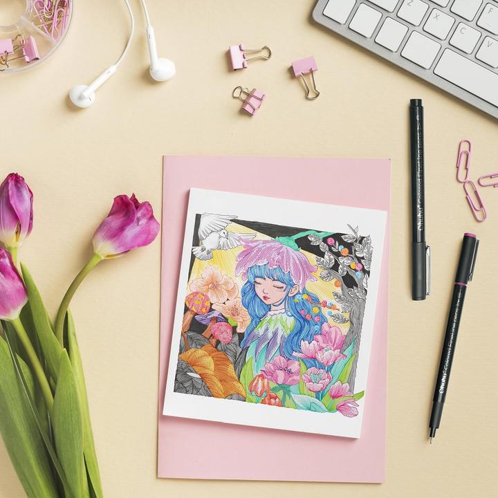Immagine prodotto Ohuhu Penne da disegno a punta fine (Multicolore, 18 x)