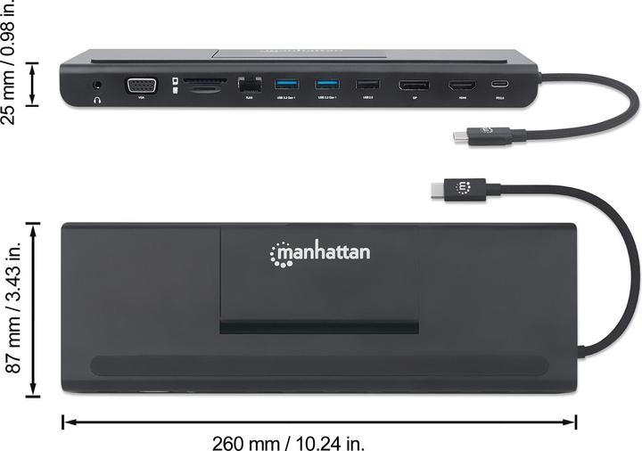 Produktbild Manhattan Triple-Monitor Dock (Docking Port, 11 Ports)