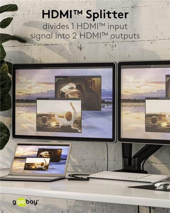 Actual product image Goobay HDMI Splitter 1 to 2 4K @ 60 Hz