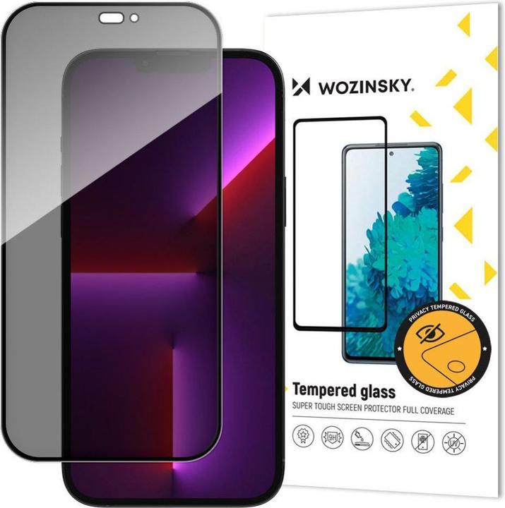 Image du produit Wozinsky Verre de protection avec filtre anti-mouchard pour iPhone 15 - noir (1 pièce(s), Apple iPhone 15)