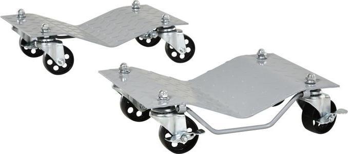 Produktbild Swisshandel24 Rangierheber 2 Stücke Rangierhilfe Reifenwechsel Wagenheber mit 4 Rollen für Auto PKW Grau 40,5L x 3