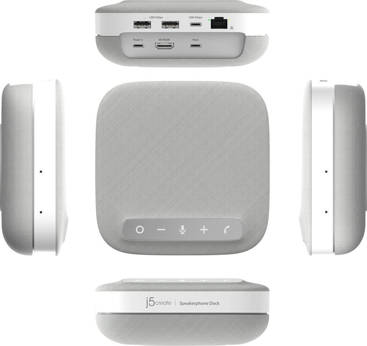 Image du produit j5Create Station d’accueil avec enceinte USB-C 4K, Avec fil, USB 3.2 Gen 1 (3.1 Gen 1) Type-C, 100 W