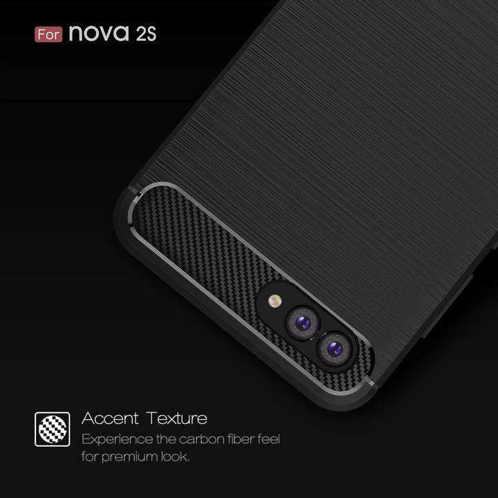 Produktbild König Design Hülle Handy Schutz für Huawei Nova 2s Case Cover Bumper Carbon Optik TPU Schwarz (Huawei Nova 2S)
