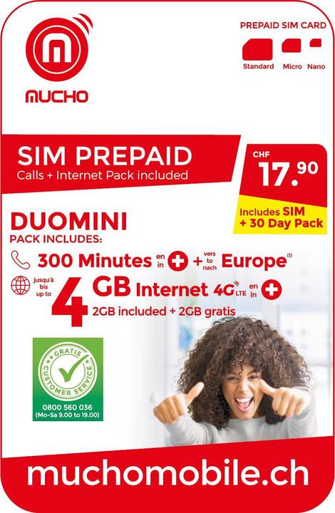 BeeOne Scheda SIM MUCHO Mobile Pack DUOMINI
