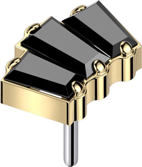 Produktbild Star Piercing Threadless vergoldet drei Baquette Kristalle schwarz (ohne Messing, Titan G23)