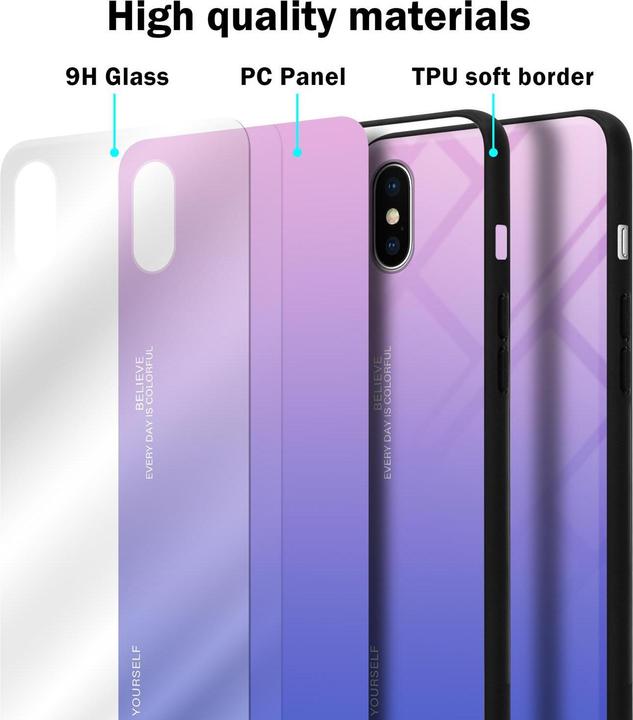 Produktbild Cadorabo TPU 2 Farben Glas Cover (Apple iPhone X)