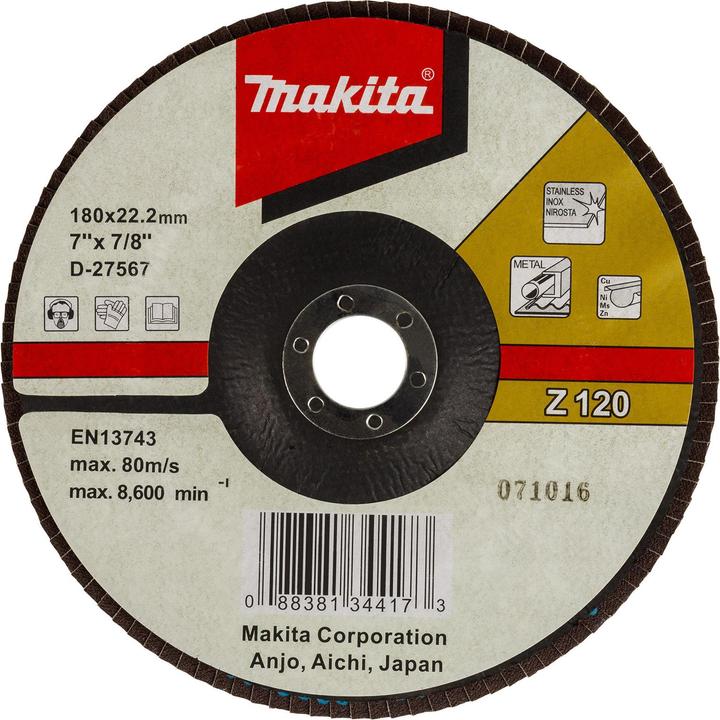 Produktbild Makita Fächerschleifscheibe Ø 180mm Korn 120 (Z120)