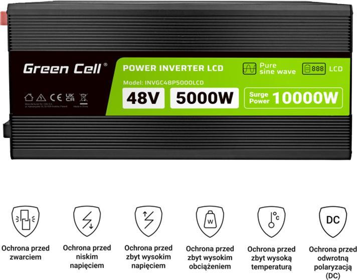 Immagine prodotto GreenCell Przetwornica LCD /10000W Czysty sinus z wywietlaczem
