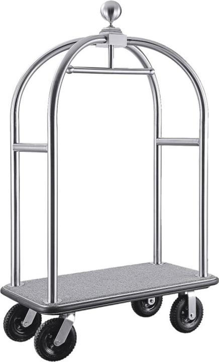 Image du produit Contacto Chariot à bagages d'hôtel chromé 110x61x191cm (LxlxH), pneus gonflables