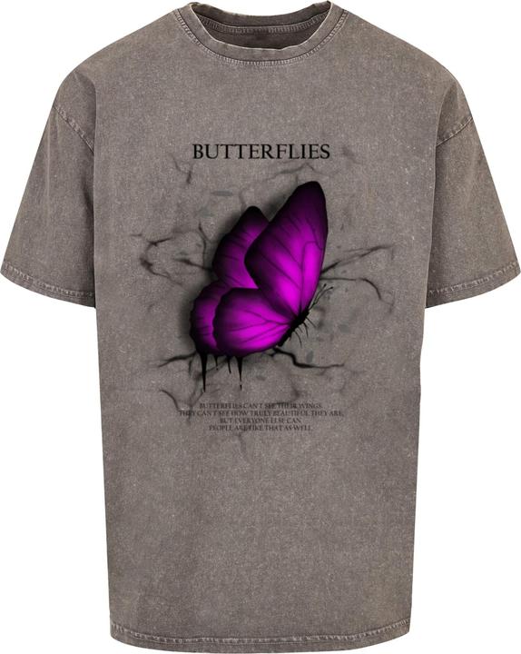 Actual product image Merchcode Butterflies Acid Washed Heavy Oversized Tee - 112635 (L)