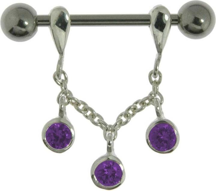 Bijouteria Brustpiercing (Chirurgenstahl 316L, Kristall, Silber 925)