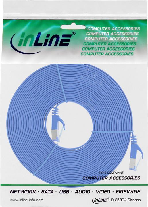 Produktbild InLine ® Patchkabel flach, U/FTP, Cat.6A, blau, 5m (U/FTP, CAT6a, 5 m)