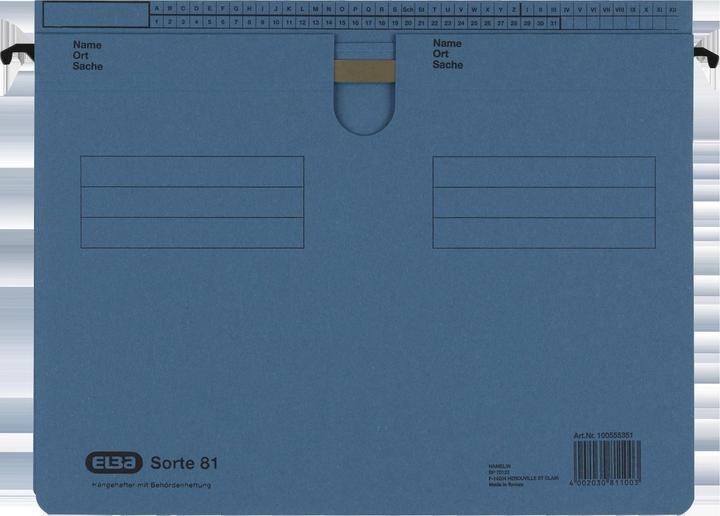 Actual product image Elba Suspension stapler grade 81, overlapping tab fold, blue Manila cardboard 250 gsm, metal hanging (A4, 1 x)