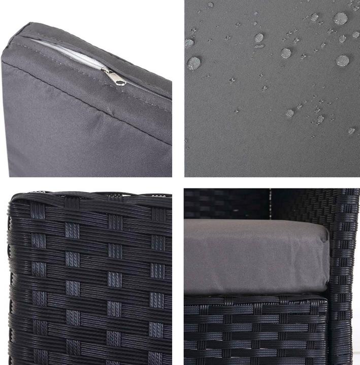 Image du produit Swisshandel24 Banc de jardin en poly rotin Halden, Banc - anthracite, coussins anthracite