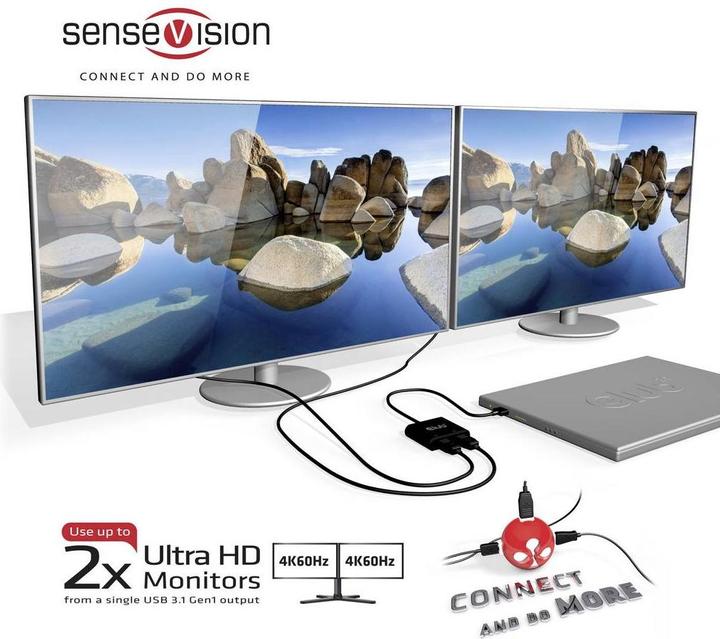 Image du produit Club 3D Adaptateur USB A vers HDMI 2.0 double moniteur 4K 60Hz