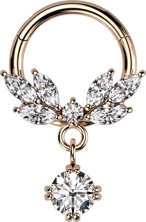 Immagine prodotto Star Piercing Anello a micro segmenti con cerniera in oro rosa ciondolo a forma di vite in cristallo argento (Acciaio chirurgico 316L, Ottone)