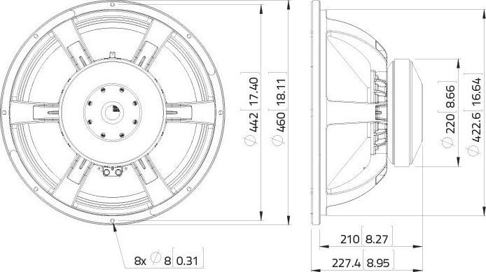 Actual product image Lavoce 18 Subwoofer ferrite aluminum basket (1 pcs.)