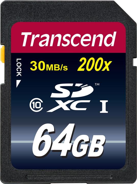Actual product image Transcend SDXC Ultimate 200x (64 GB, SDXC, U1, UHS-I)