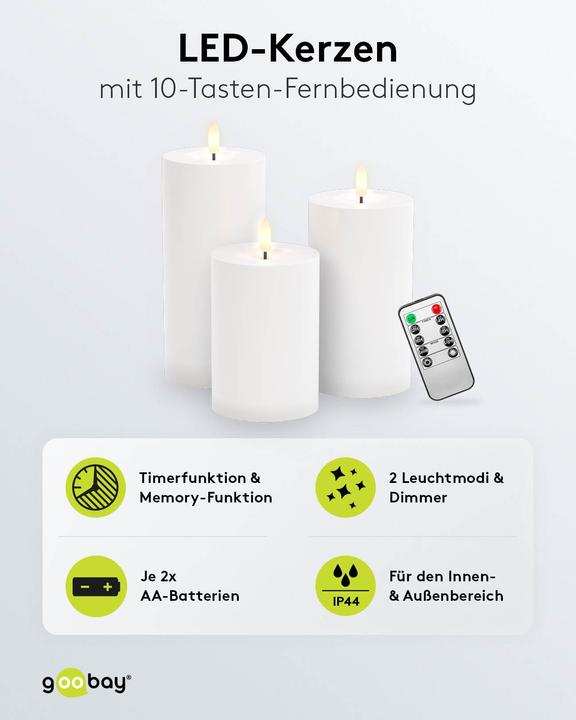 Actual product image Goobay Set of 3 LED Candles "Outdoor (3 x)