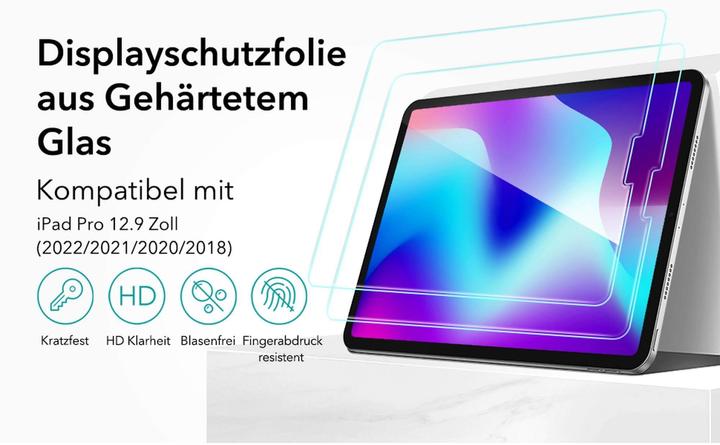 Actual product image ESR Tempered glass display protection (1 Piece, iPad Pro 12.9 2020 (4. Gen), iPad Pro 12.9 2022 (6th Gen), iPad Pro 12.9 2021 (5th Gen), iPad Pro 12.9 2018 (3. Gen))