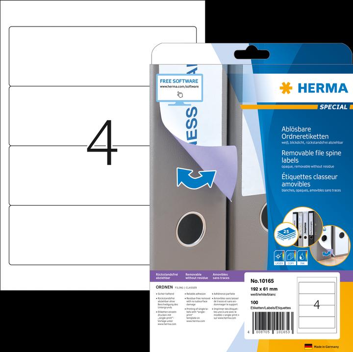Image du produit HERMA Étiquettes classeur amovibles A4