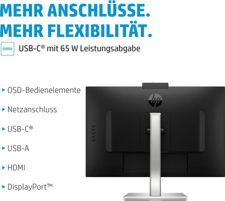 Produktbild HP M27 Webcam Monitor 68,58cm (27" ) (Full HD, IPS, 5ms, HDMI, DisplayPort, USB, 75Hz) (Energiekl... (1920 x 1080 Pixel, 27")