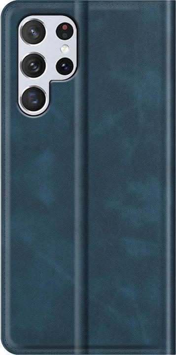 Actual product image Cover-Discount Galaxy S22 Ultra - Silky Stand Flip Case Cover dark blue (Samsung Galaxy S22 Ultra)