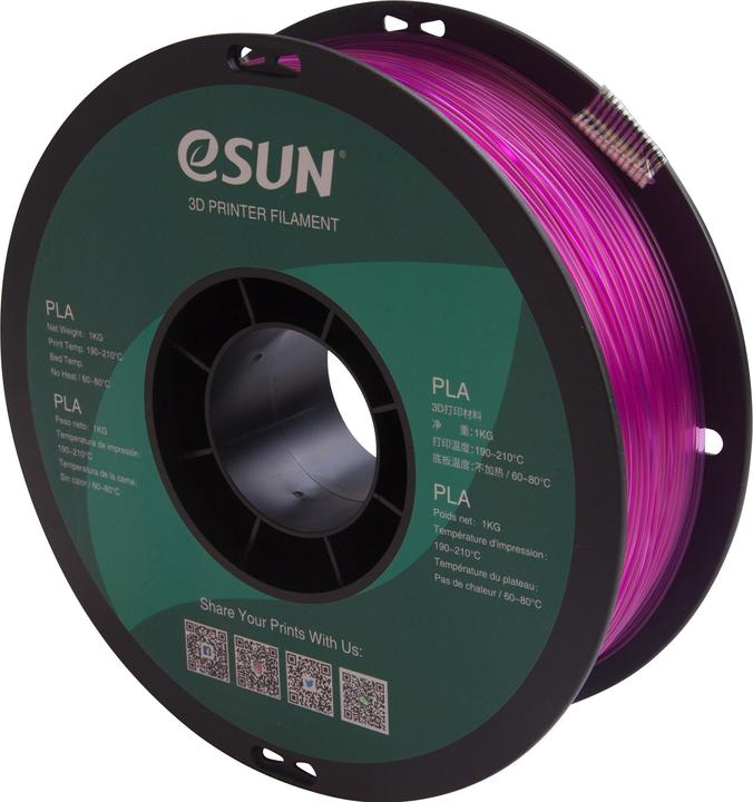 Produktbild eSUN PLA Purple Transparent Filament 1.75mm 1Kg (PLA, 1.75 mm, 1000 g, Violett)