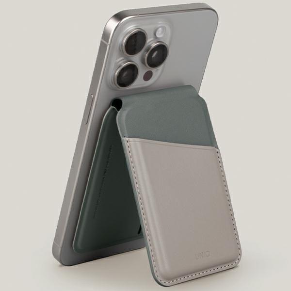 Immagine prodotto Uniq Lyden DS magnetyczny portfel RFID e stojak na telefon beżowo-zielony/ivory-lichen verde