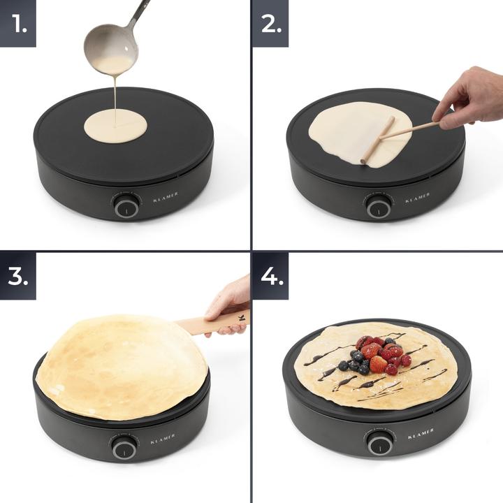 Immagine prodotto KLAMER Crepiera, ampia superficie di cottura con piastra antiaderente da 33 cm di diametro, 1500W