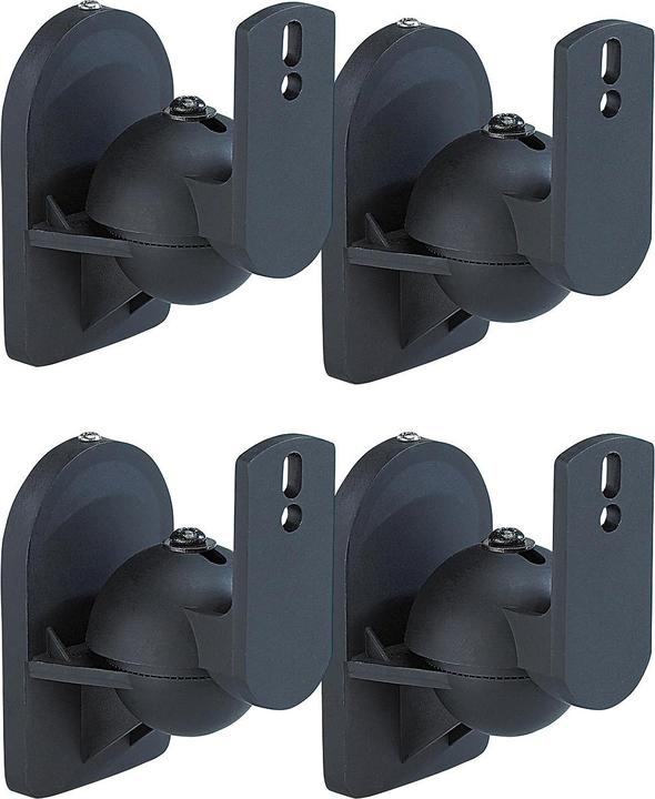 Produktbild Auvisio Kompakt-Halterung für Satelliten-Lautsprecher, 4er-Pack (Wandmontage, Neigbar, Drehbar)