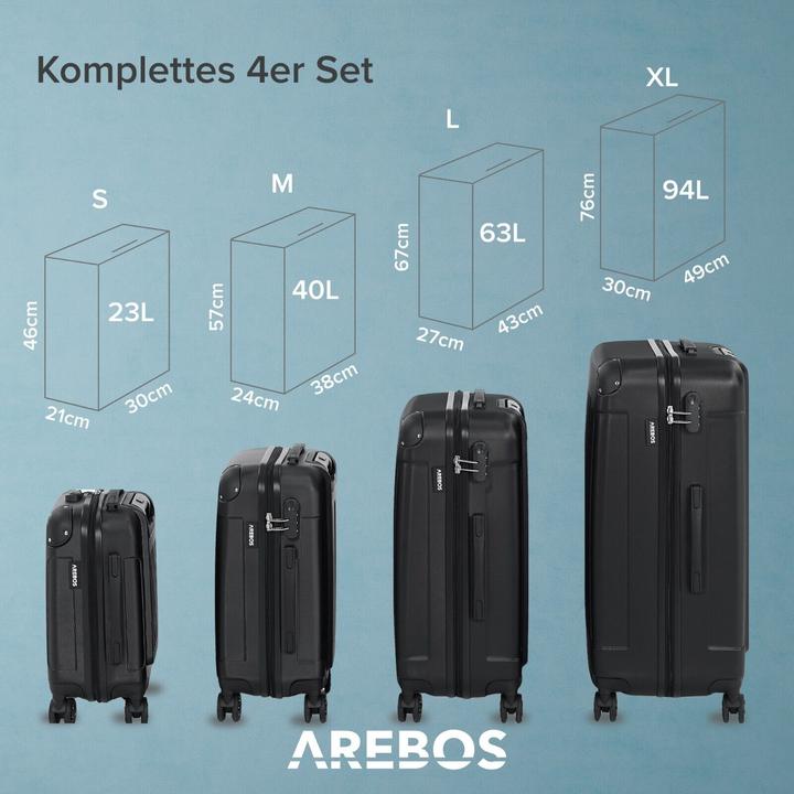 Image du produit Arebos Valise de voyage (94 l, Bagage à main (jusqu'à 50l), M (50 - 90l), L (90 - 115l), XL (à partir de 115l))
