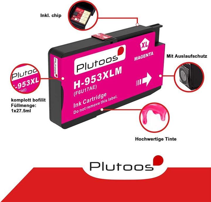 Actual product image Plutoos HP 953XL Cartridges XXL compatible, set of 4 colours (C, M, Y, BK)